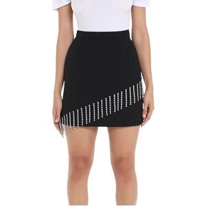 CHRISTOPHER KANE Size 4 Crystal Cupchain Mini Skirt Black